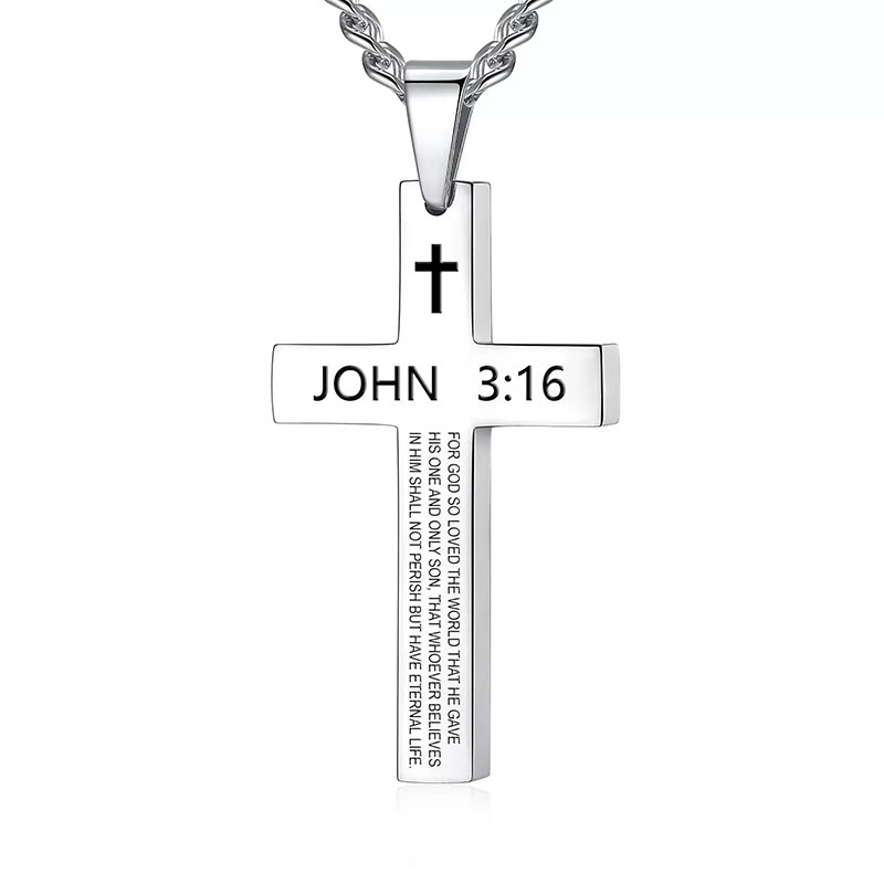 Bible Verse Cross Necklace - John 3:16 - one size - image 2