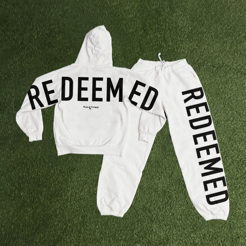 Unisex Redeemed Galatians 2:20 Print Hoodie Set - White - US16-18(2XL) - image 3