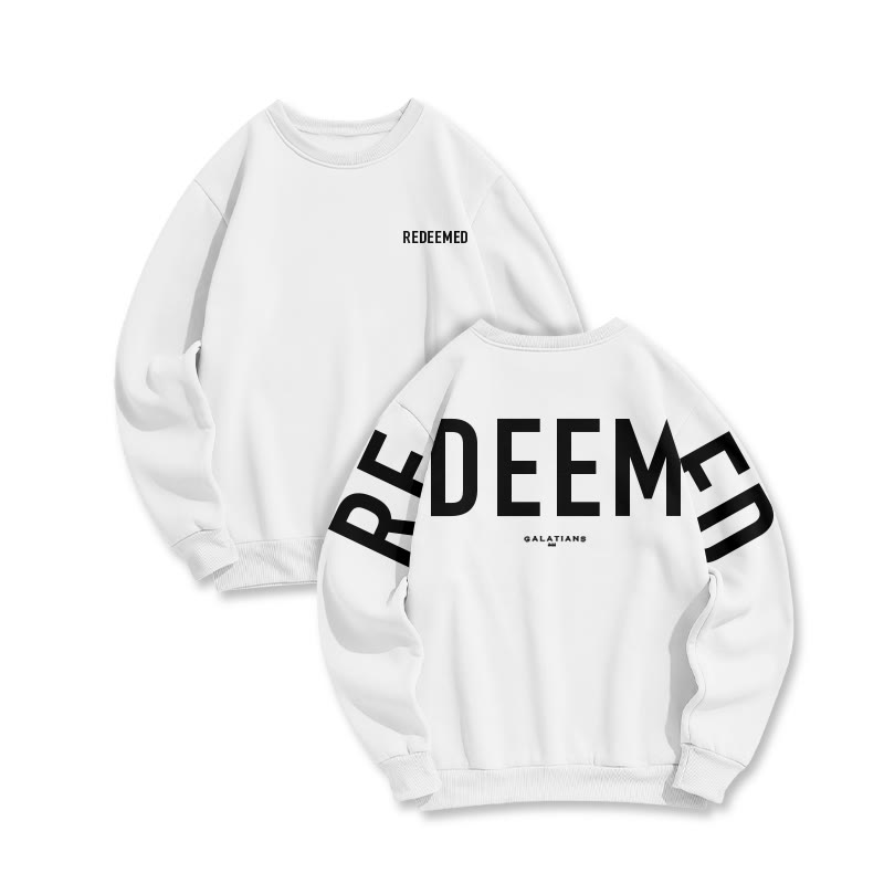 Unisex Redeemed Galatians 2:20 Print Sweatshirt - White - US16-18(2XL) - image 1