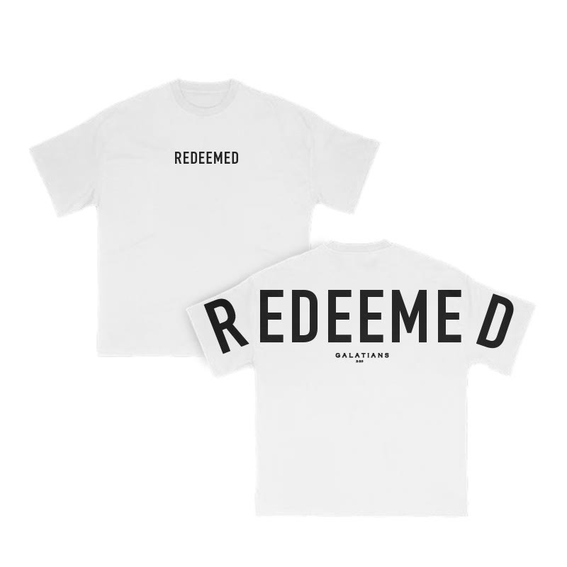 Unisex Redeemed Galatians 2:20 Print T-shirt - White - US16-18(2XL) - image 3