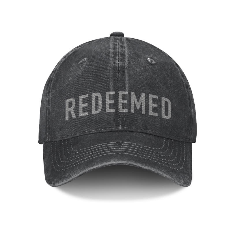Unisex Redeemed Print Washed Cap - Black - one size - image 1