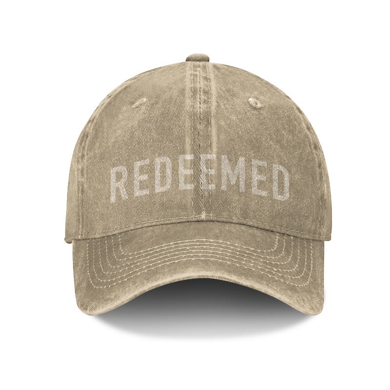 Unisex Redeemed Print Washed Cap - Khaki - one size - image 9