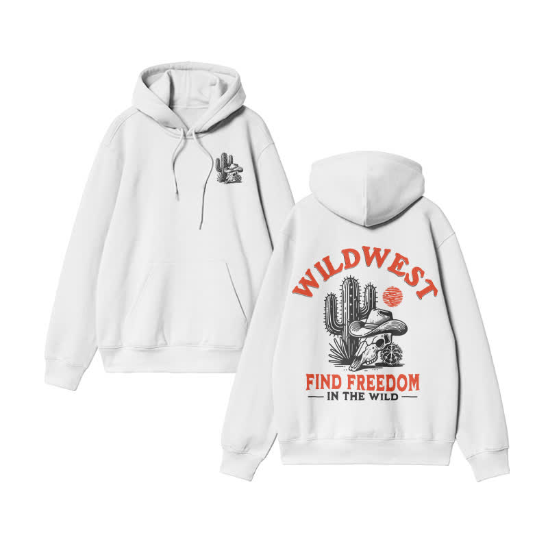 Unisex Wild west find freedom print hoodie - White - US16-18(2XL) - image 1