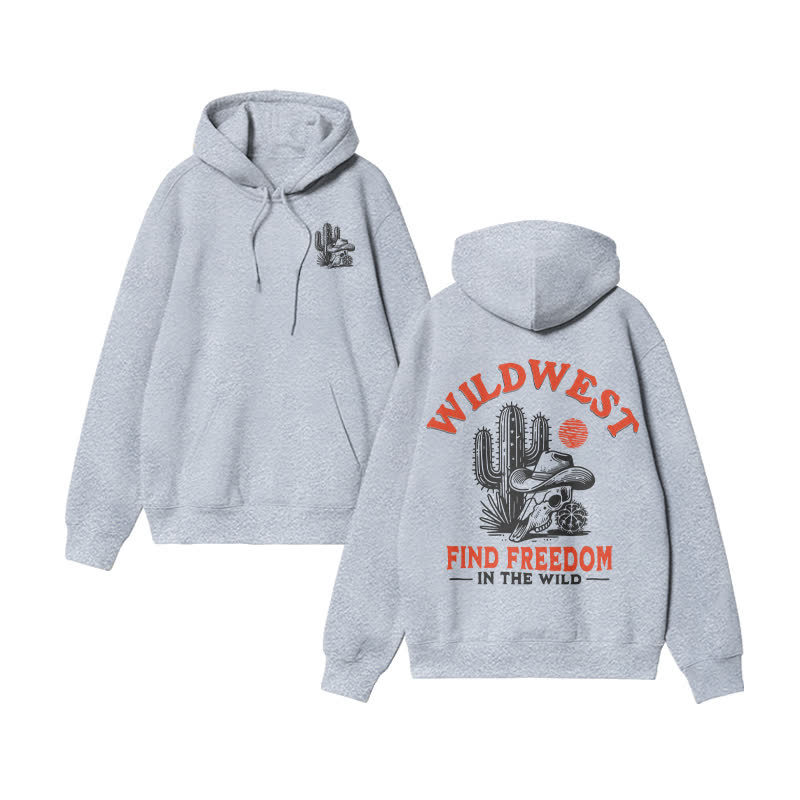 Unisex Wild west find freedom print hoodie - Grey - US16-18(2XL) - image 3