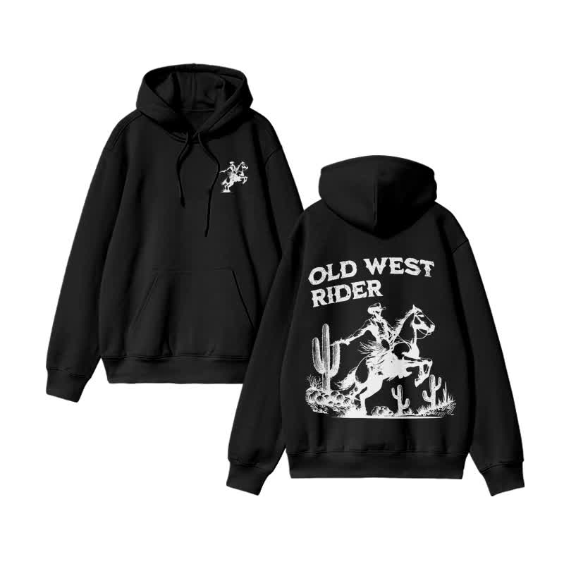Unisex Old West Rider Print hoodie - Black - US16-18(2XL) - image 2