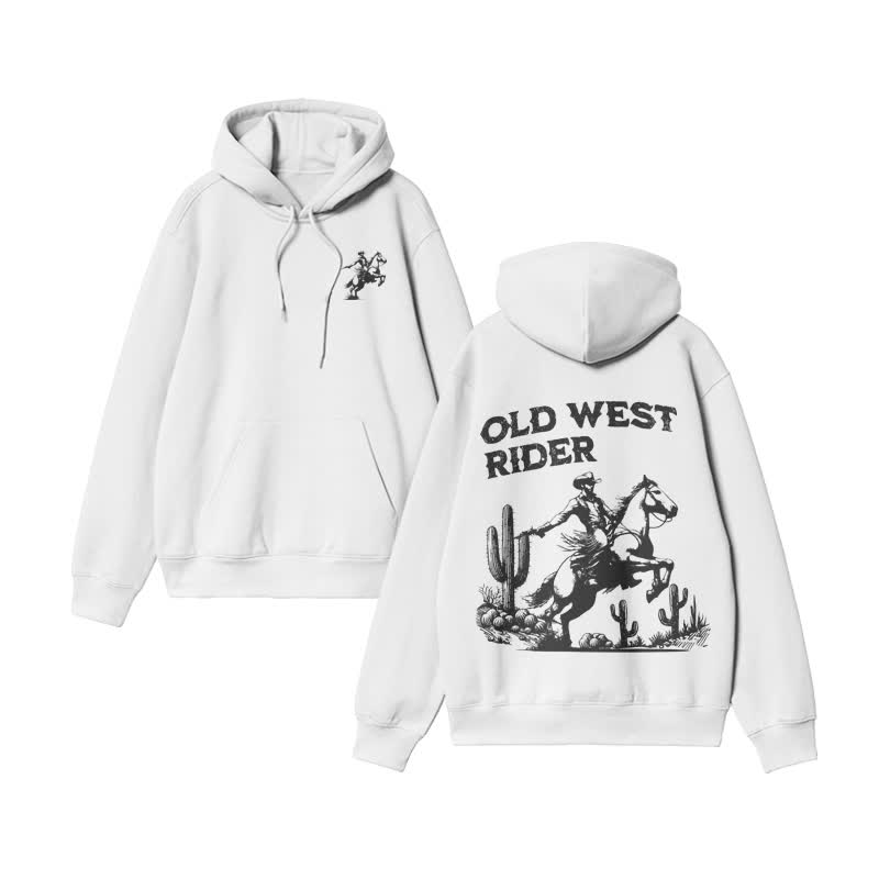 Unisex Old West Rider Print hoodie - White - US16-18(2XL) - image 1