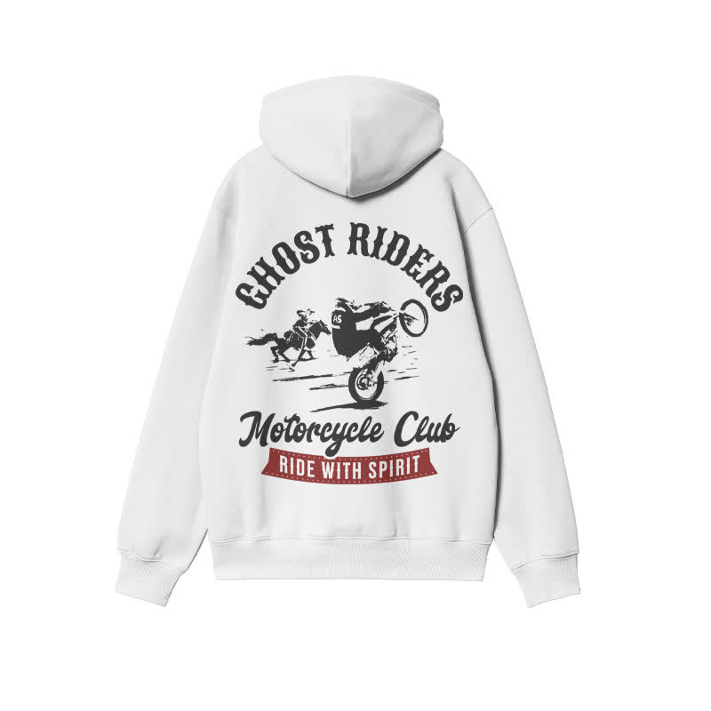 Unisex Ride With Spirit Print Hoodie - White - 2XL - image 1