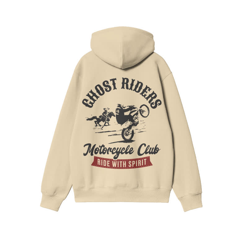 Unisex Ride With Spirit Print Hoodie - Apricot - 2XL - image 4