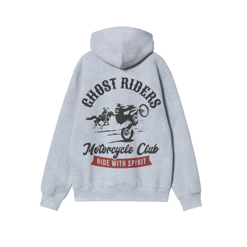 Unisex Ride With Spirit Print Hoodie - Grey - 2XL - image 3