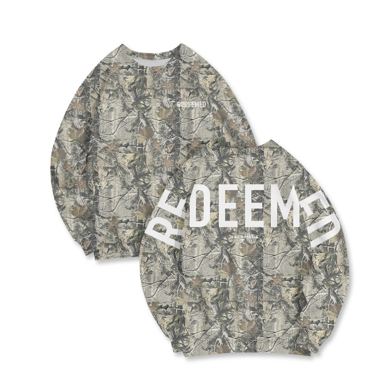 Unisex Redeemed Galatians 2:20 Dead Leaves Camouflage Print Sweatshirt - image 3