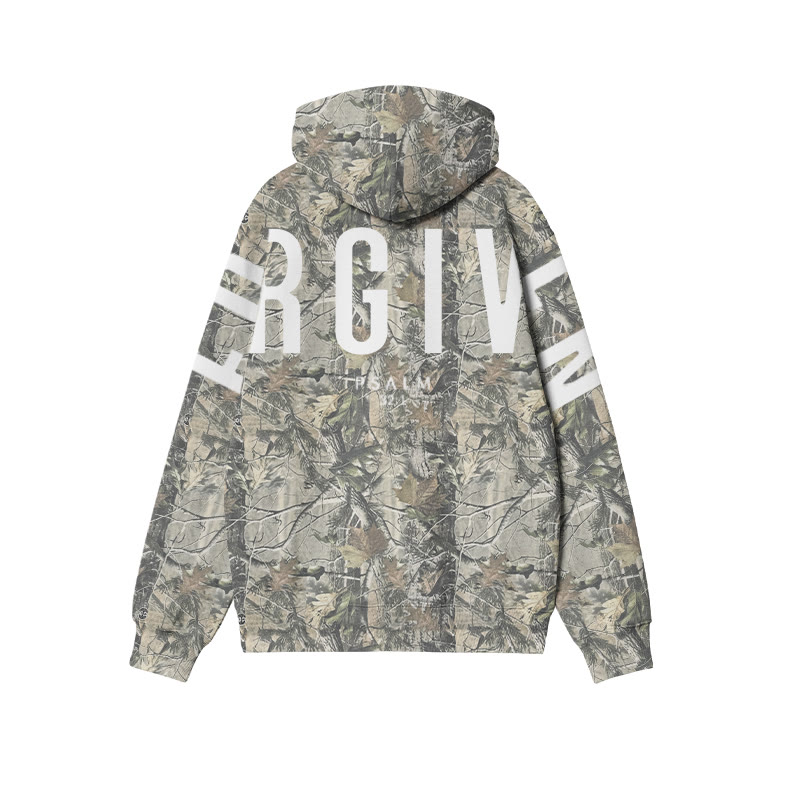 Unisex Forgiven Psalm 32:1 Dead Leaves Camouflage Print Hoodie - image 2