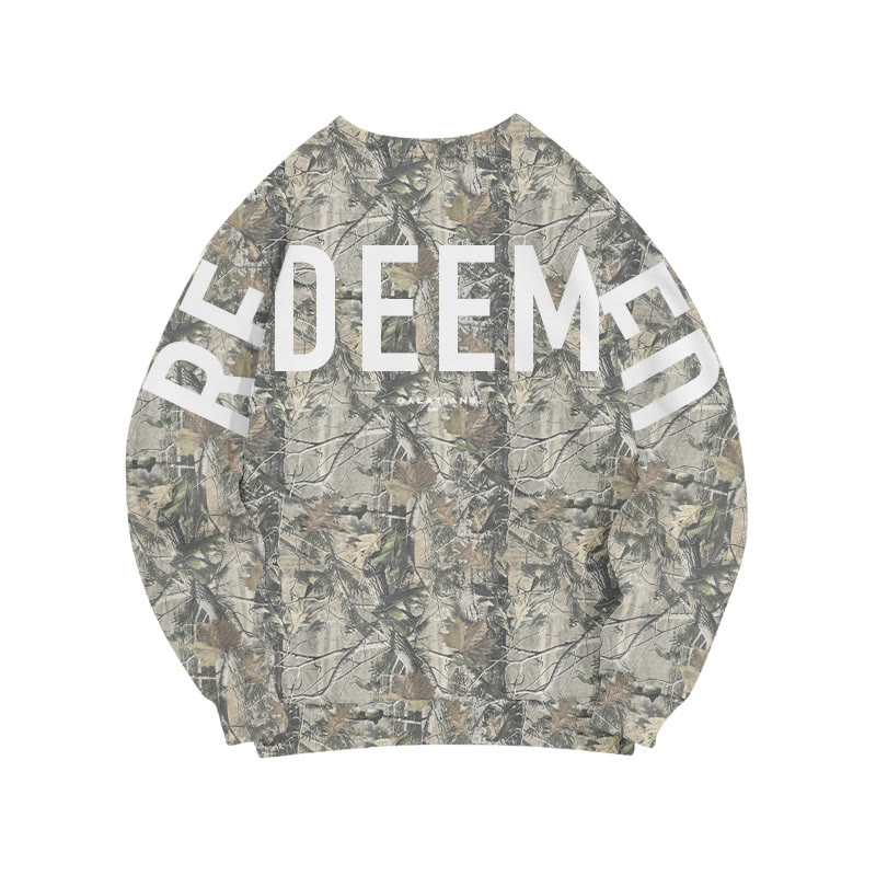 Unisex Redeemed Galatians 2:20 Dead Leaves Camouflage Print Sweatshirt - image 2
