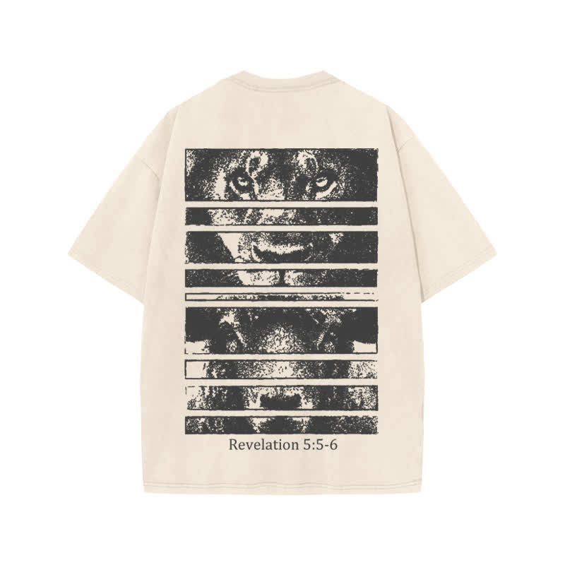 Unisex Revelation 5:5-6 Print Acid Washed T-shirt - image 1