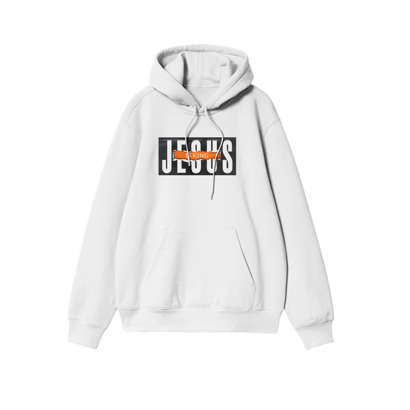 Unisex Jesus Is King Print Hoodie - White - 2XL - image 2
