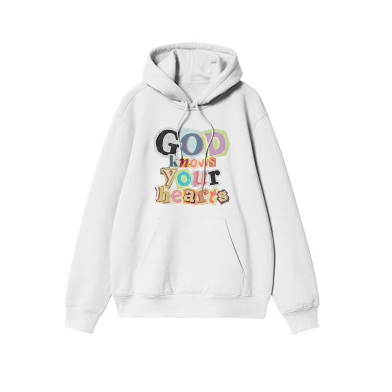 Unisex God Knows Your Hearts Print Hoodie - White - 2XL - image 1