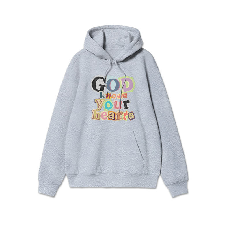 Unisex God Knows Your Hearts Print Hoodie - Grey - 2XL - image 3