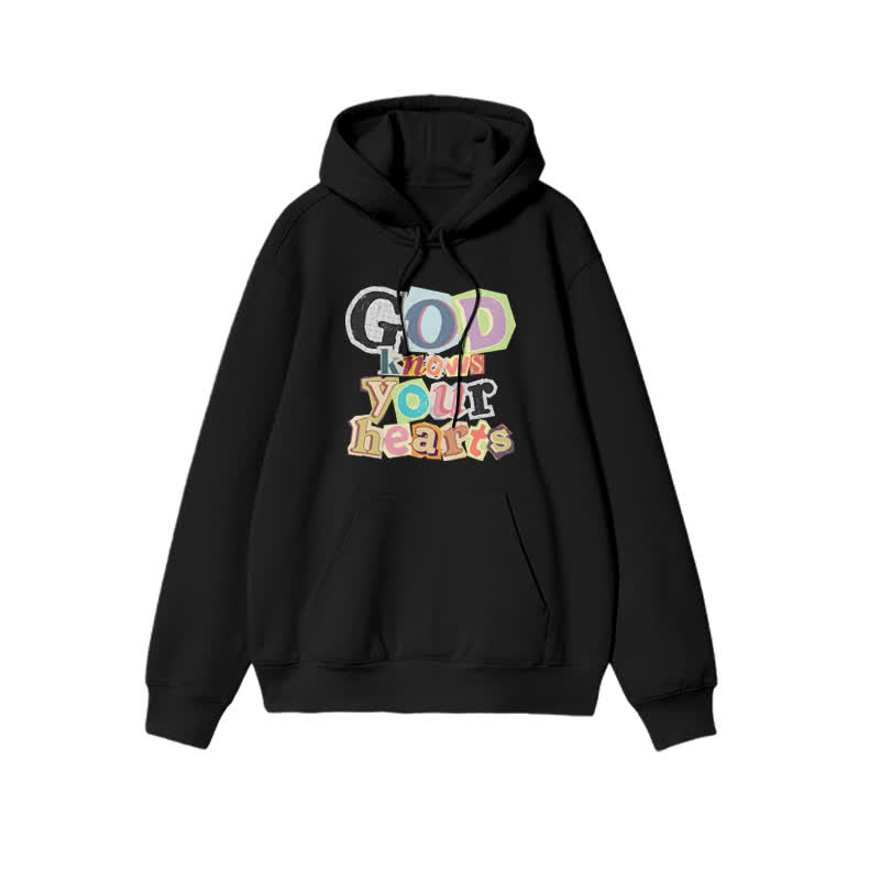 Unisex God Knows Your Hearts Print Hoodie - Black - 2XL - image 2