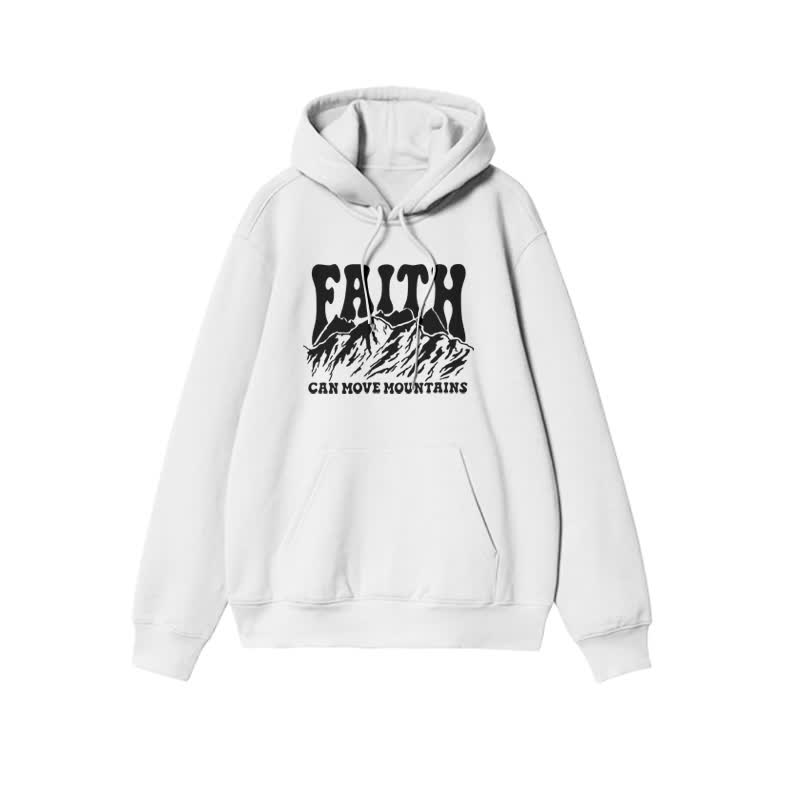 Unisex Faith Can Move Mountains Print Hoodie - White - 2XL - image 1