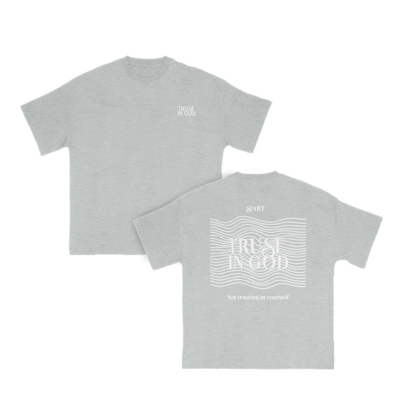 Unisex Trust In God Wavy Line Print T-shirt - Grey - US16-18(2XL) - image 2