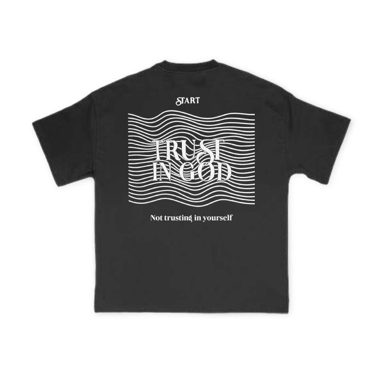 Unisex Trust In God Wavy Line Print T-shirt - image 1