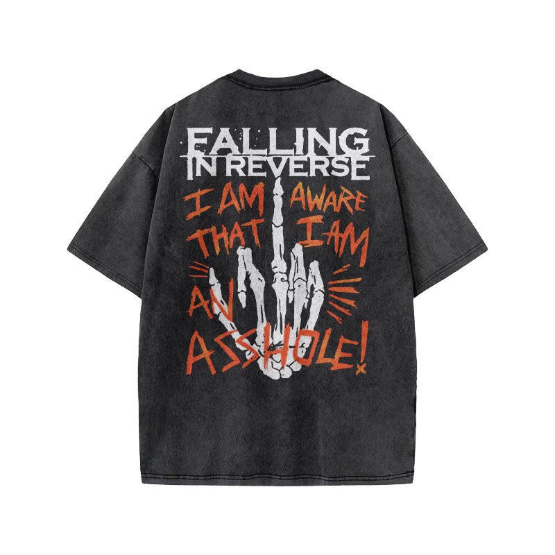 Unisex I Am Aware That I Am An A$$hole Print Acid Washed T-shirt - image 1