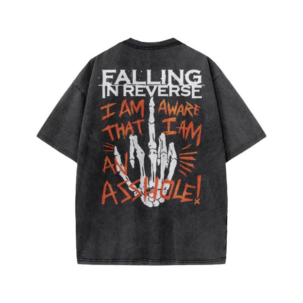Unisex I Am Aware That I Am An A$$hole Print Acid Washed T-shirt - image 1