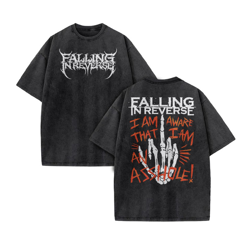 Unisex I Am Aware That I Am An A$$hole Print Acid Washed T-shirt - Black - US20-22(3XL) - image 2