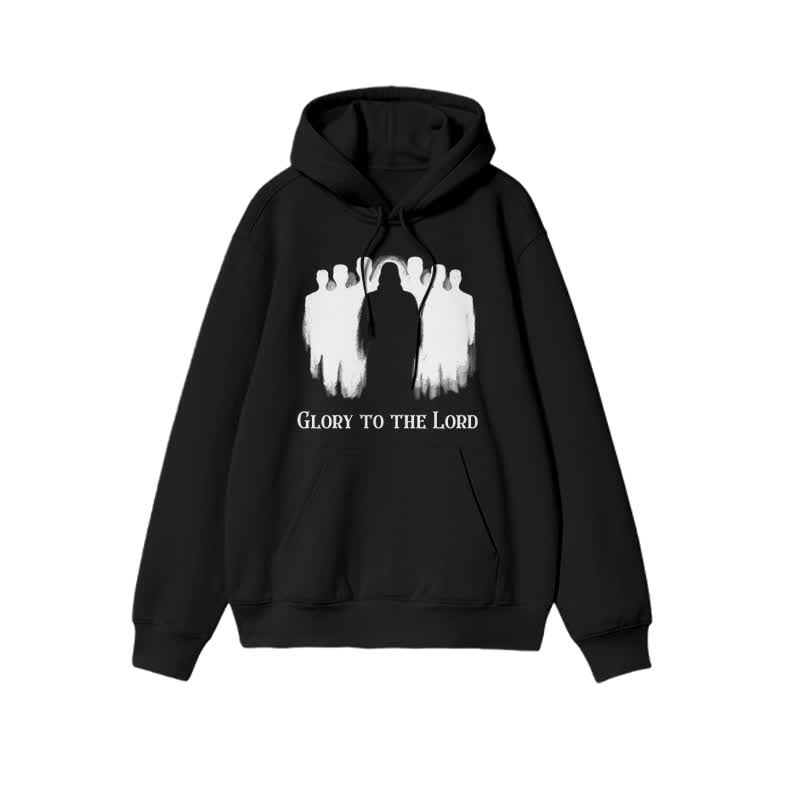 Unisex Glory To The Lord Print Hoodie - Black - 2XL - image 2