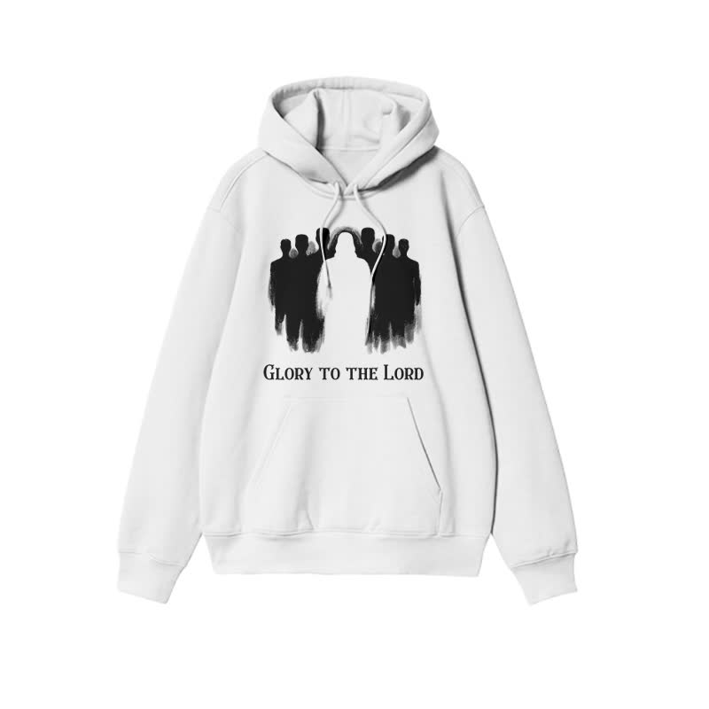 Unisex Glory To The Lord Print Hoodie - White - 2XL - image 1