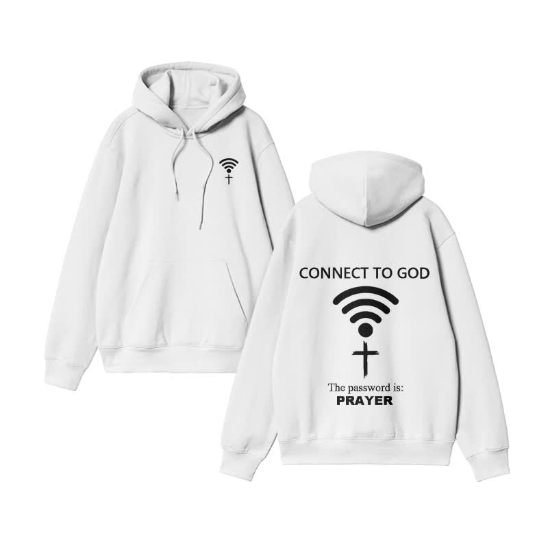 Unisex Connect To God The Password Is Prayer Print hoodie - White - US16-18(2XL) - image 1