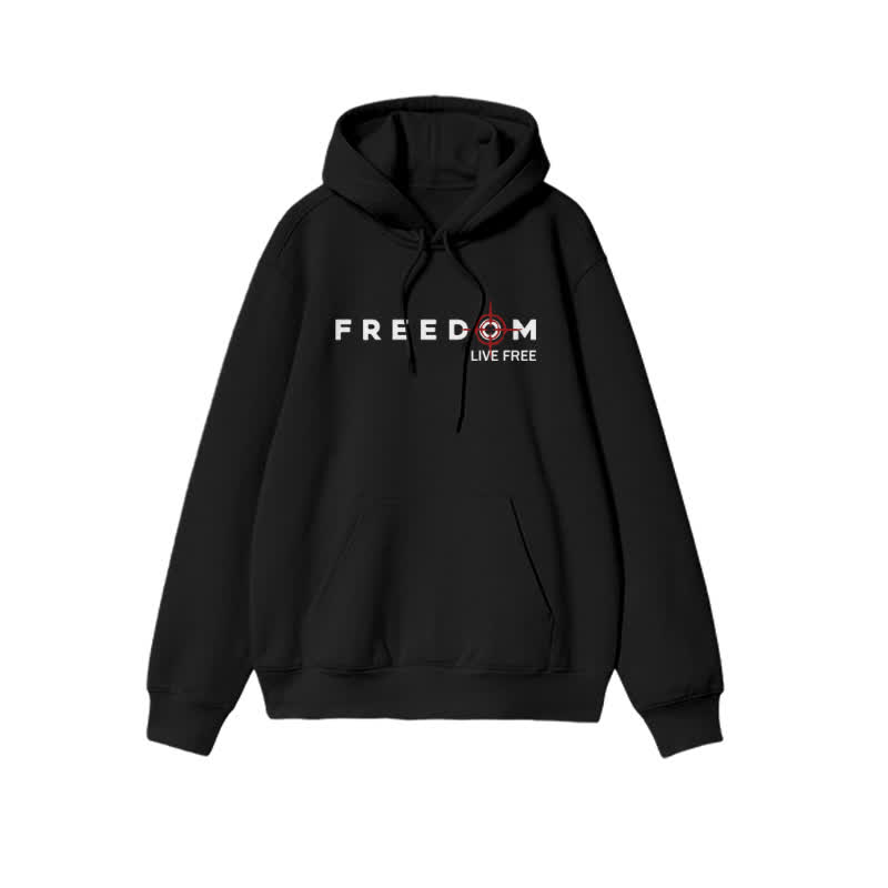 Unisex Freedom Live Free Print Hoodie - Black - 2XL - image 2
