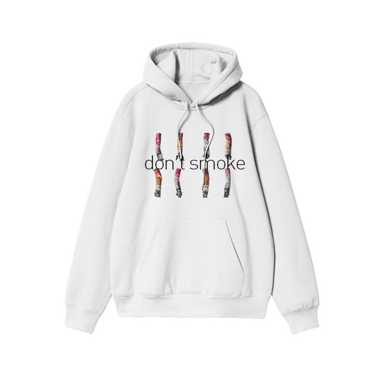 Unisex Don't Smoke Print Hoodie - White - US16-18(2XL) - image 4