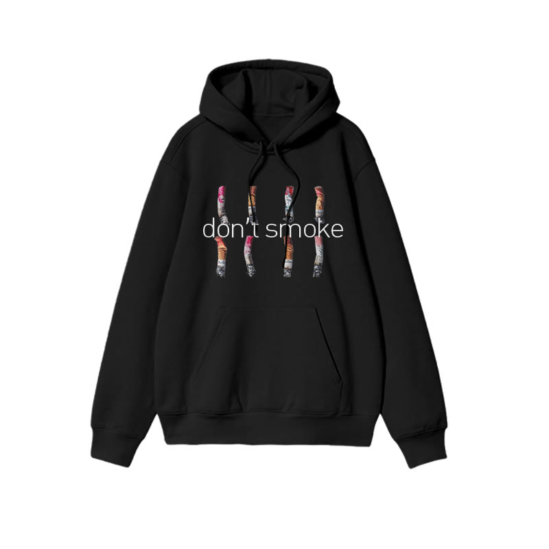Unisex Don't Smoke Print Hoodie - Black - US16-18(2XL) - image 3
