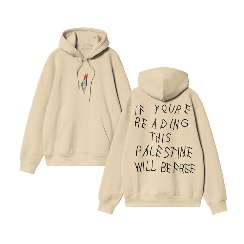 Unisex If You're Reading Will Be Free Print Hoodie - Apricot - US16-18(2XL) - image 5