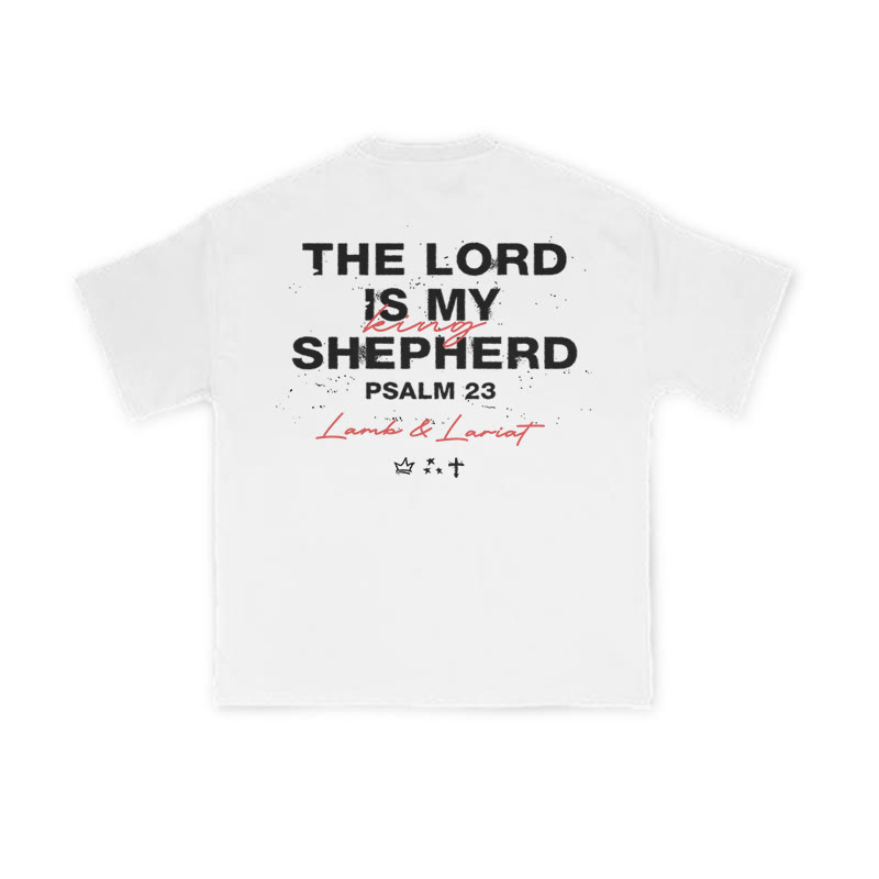 Unisex The Lord Is My Shepherd Psalm 23 Print T-shirt - White - US16-18(2XL) - image 3
