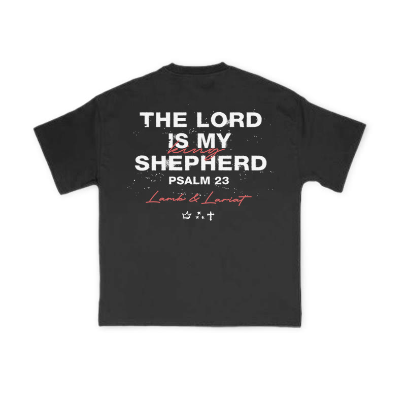 Unisex The Lord Is My Shepherd Psalm 23 Print T-shirt - Black - US16-18(2XL) - image 2