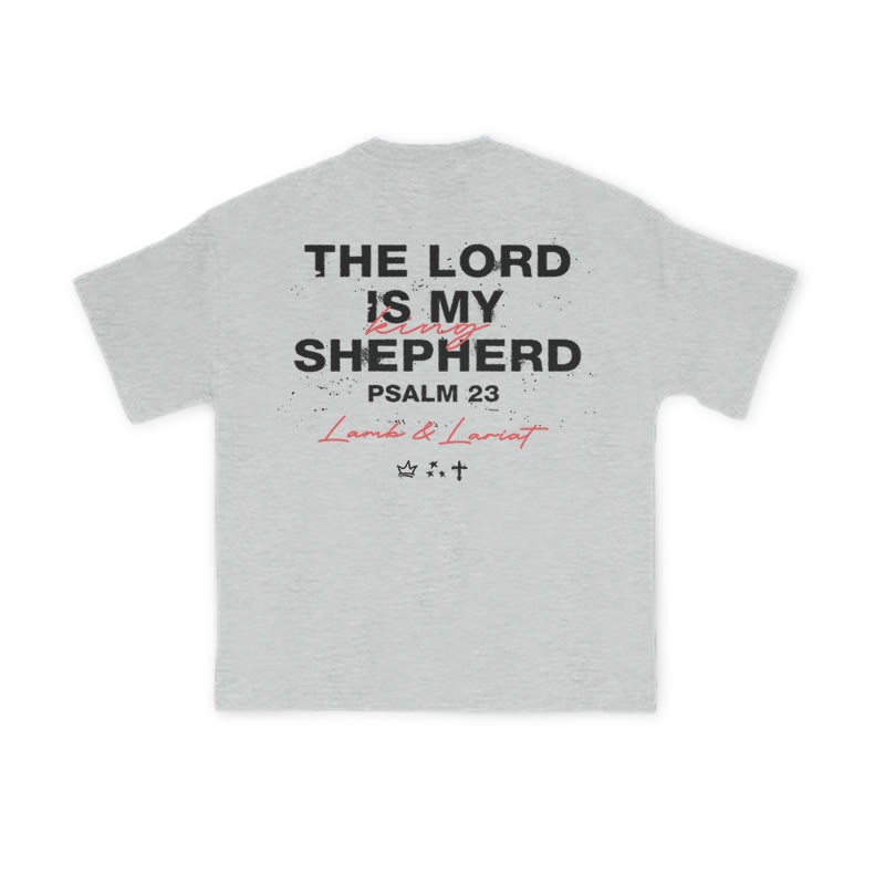 Unisex The Lord Is My Shepherd Psalm 23 Print T-shirt - Grey - US16-18(2XL) - image 4