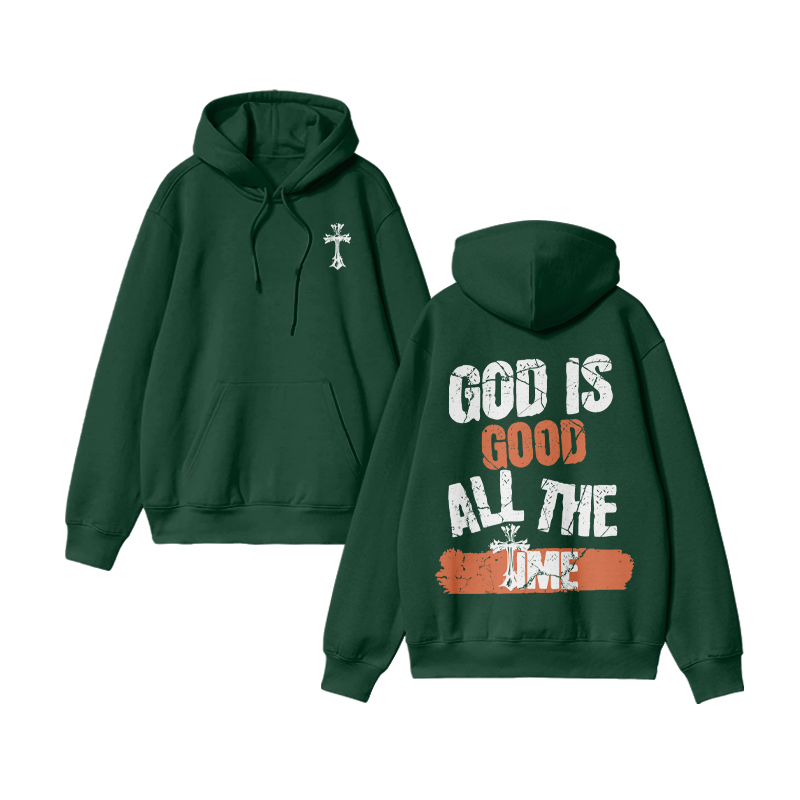 Unisex God Is Good All The Time Print Hoodie - Green - US16-18(2XL) - image 7