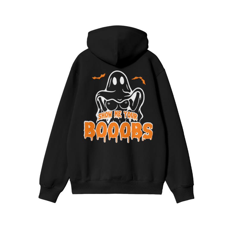 Unisex Show Me Your Booobs Funny Halloween Print Hoodie - image 1
