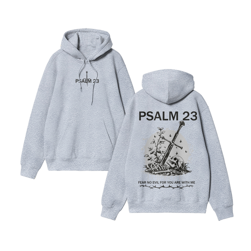 Unisex Psalm 23 Print Hoodie - Grey - US16-18(2XL) - image 4
