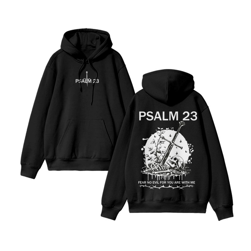 Unisex Psalm 23 Print Hoodie - Black - US16-18(2XL) - image 2