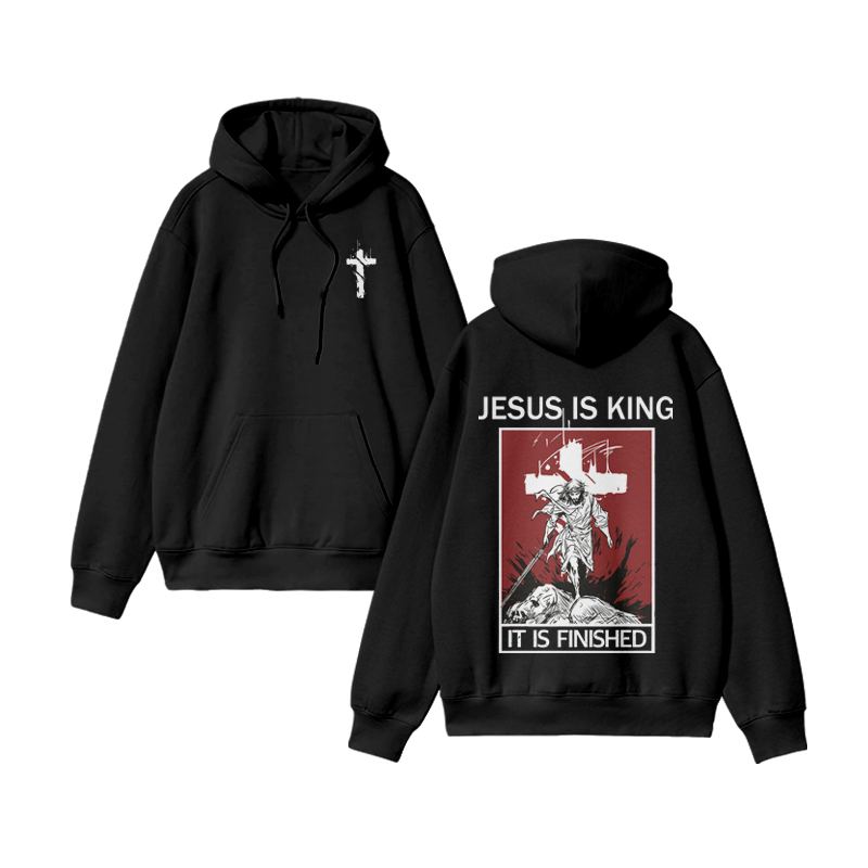 Unisex Jesus Is King Print Hoodie - Black - US16-18(2XL) - image 2