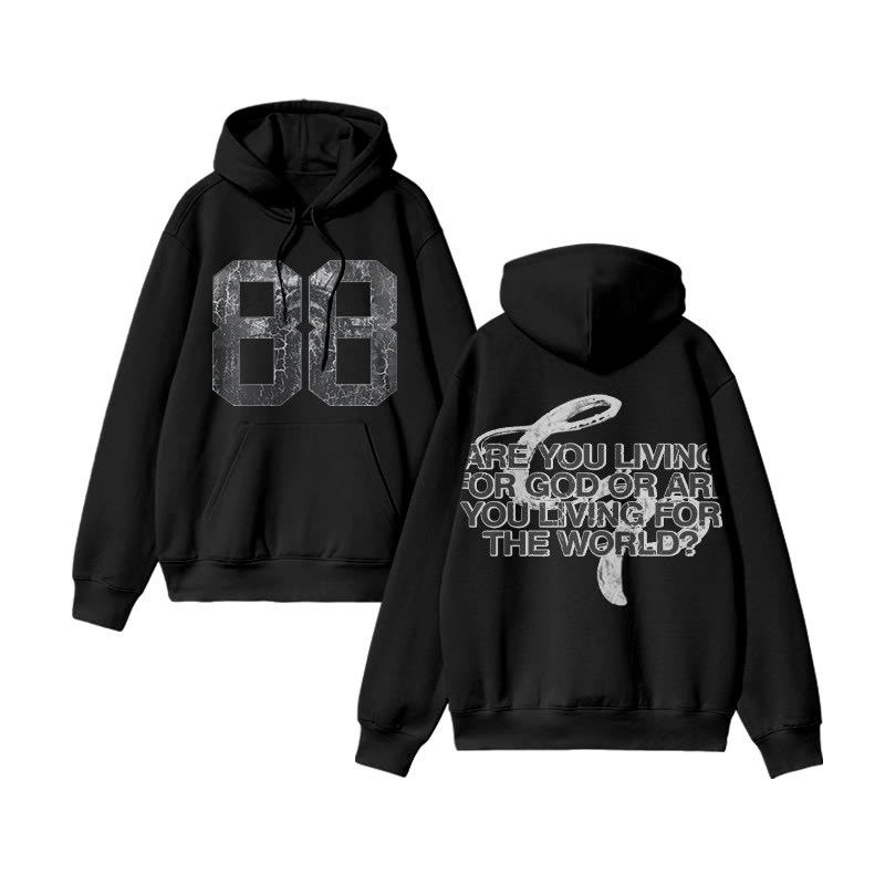 Unisex Are You Living For God Or Are You Living For The World Print Hoodie - Black - US16-18(2XL) - image 2