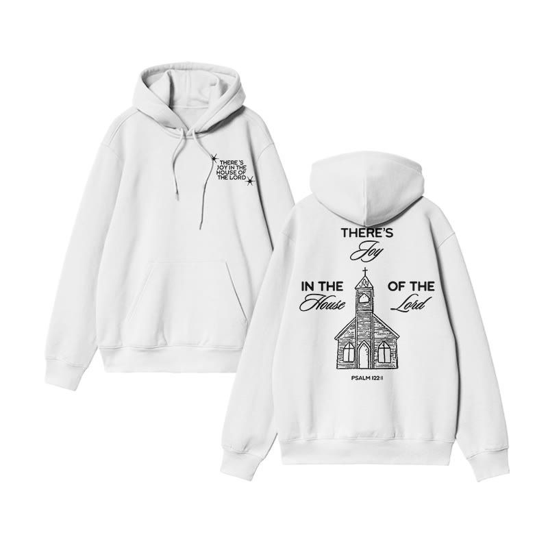 Unisex There's Joy In The House Of The Lord Print Hoodie - White - US16-18(2XL) - image 3