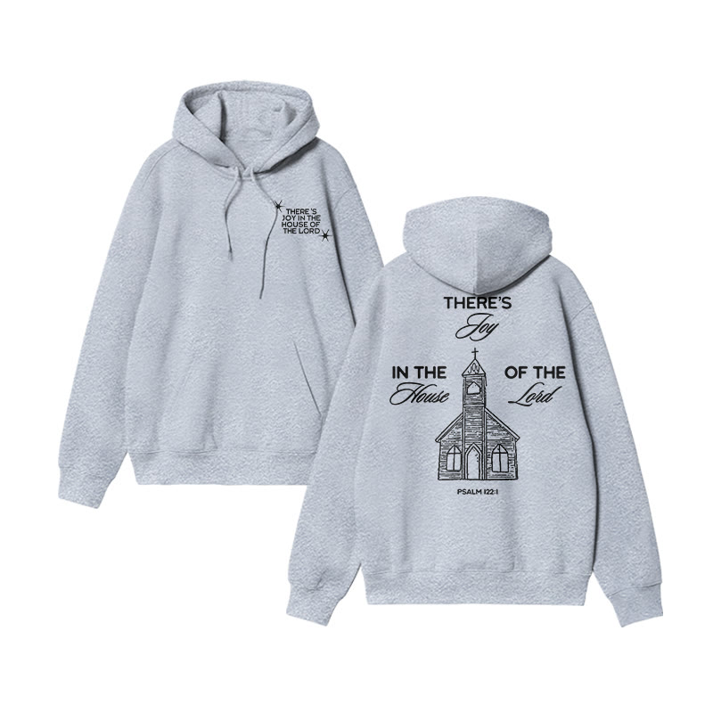 Unisex There's Joy In The House Of The Lord Print Hoodie - Grey - US16-18(2XL) - image 4