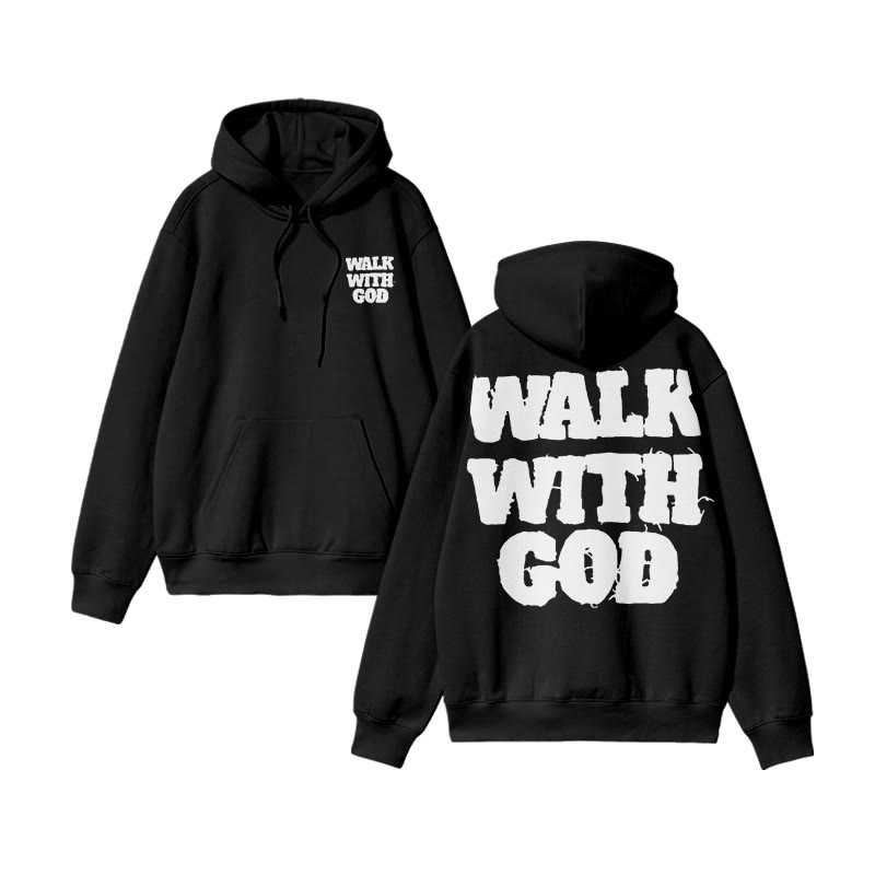 Unisex Walk With God Print Hoodie - Black - US16-18(2XL) - image 3