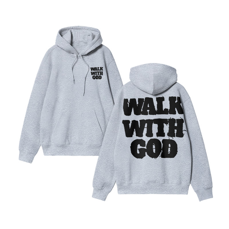 Unisex Walk With God Print Hoodie - Grey - US16-18(2XL) - image 5
