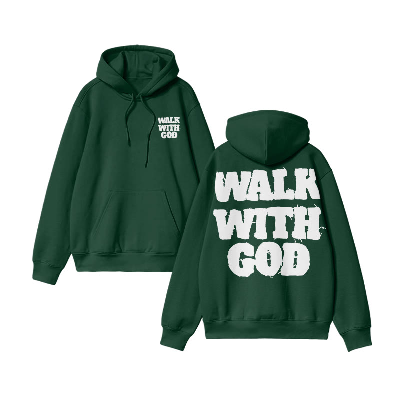 Unisex Walk With God Print Hoodie - Dark Green - US16-18(2XL) - image 2