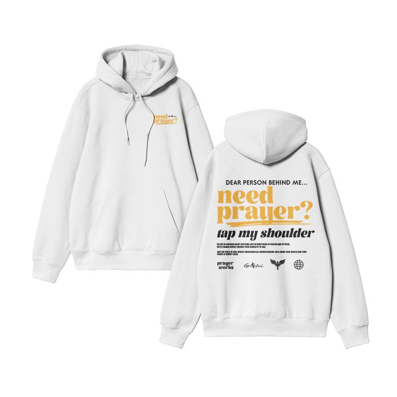 Unisex Dear Person Behind Need Prayer Print Hoodie - White - US16-18(2XL) - image 3