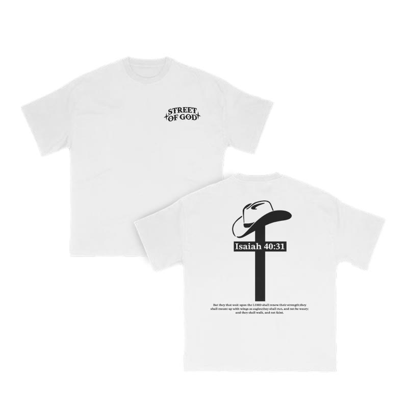 Unisex Street Of God Print T-shirt - White - US16-18(2XL) - image 2